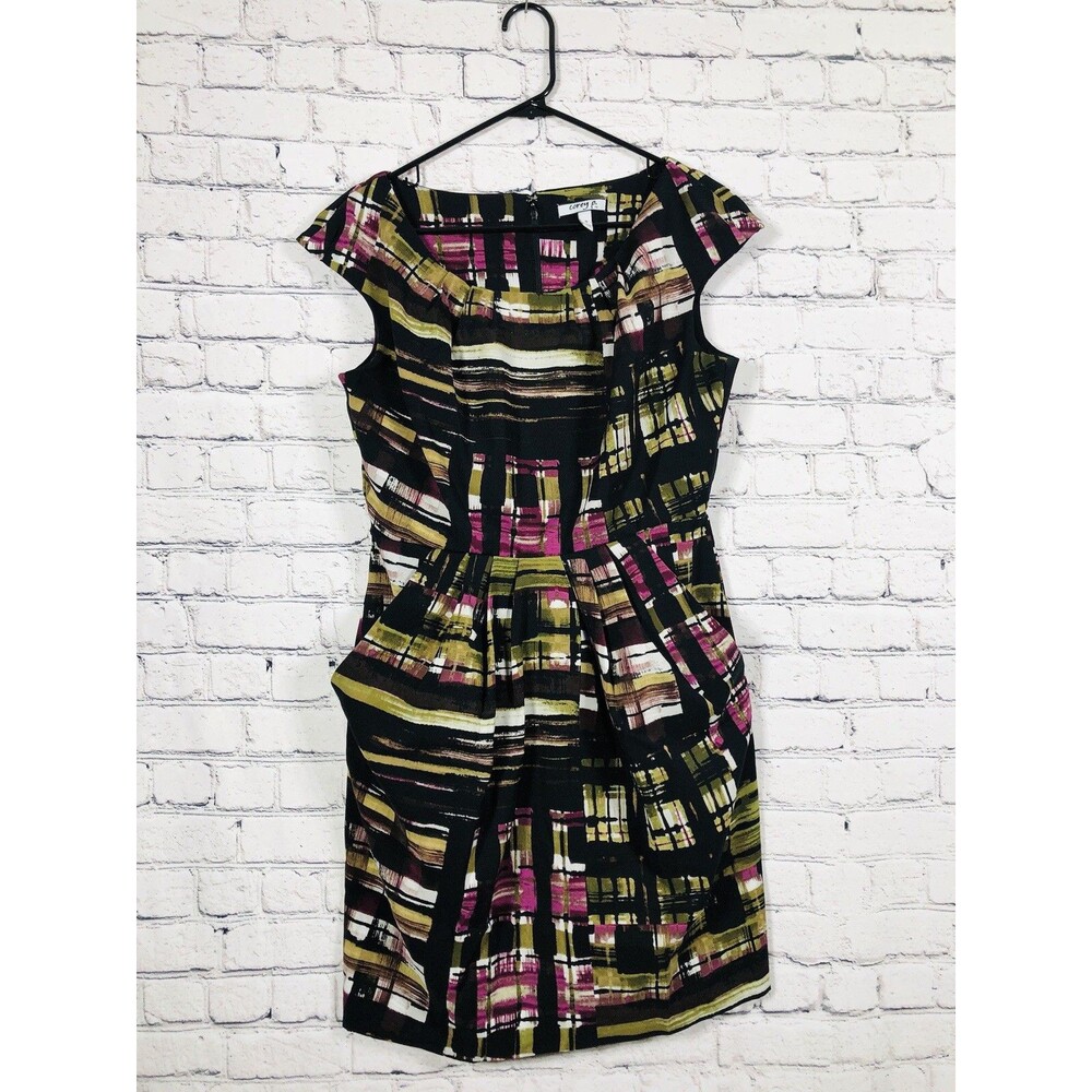 Corey P. Women Geometric Print Cap Sleeve Sheath Dress Multi Color Size 8